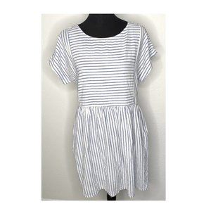 EVERLY BLUE & WHITE STRIPED RELAXED FIT DRESS